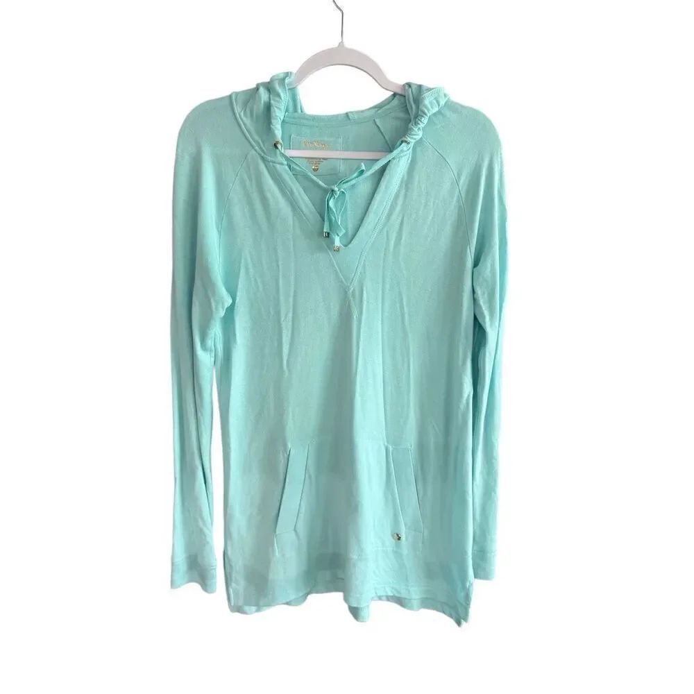 Lilly Pulitzer Womens Green Luxletic Cassi Popover Adjustable Hoodie Size Small